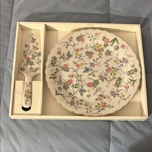 Andrea By Sadek Floral Cake Plate and Server Set